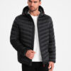 Ombre Lightly insulated quilted men's jacket with satin trim - black