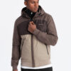 Ombre Lightweight colorful men's sports jacket with fleece - beige and dark brown