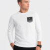 Ombre Longsleeve męski z printem w kształcie kieszonki - biały
