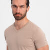 Ombre Men's BASIC classic cotton T-shirt with a v-neck - ash
