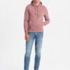 Ombre Men's BASIC cotton sweatshirt kangaroo hoodie - dark pink