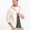 Ombre Men's BASIC unbuttoned hooded sweatshirt - cream
