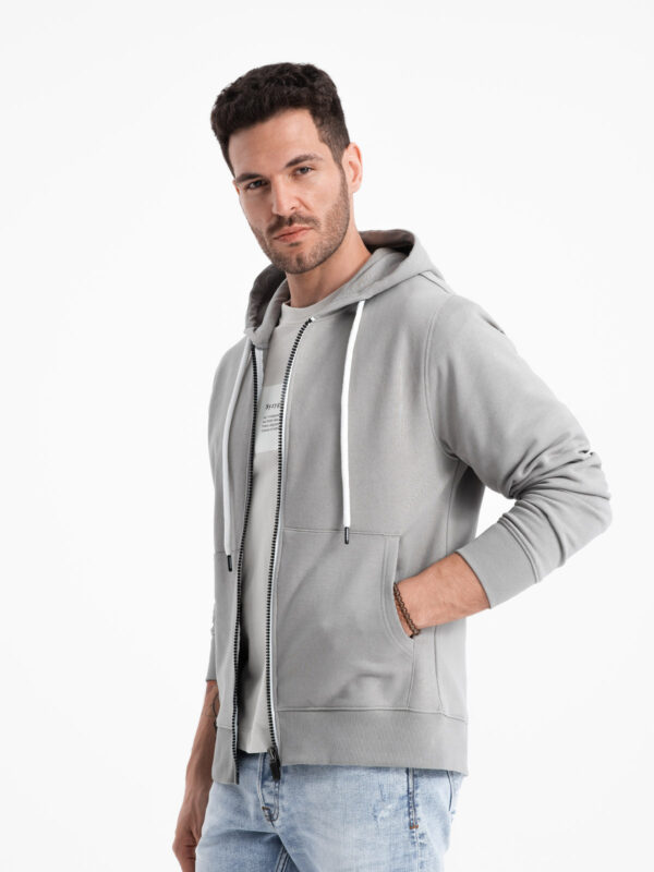 Ombre Men's BASIC unbuttoned hooded sweatshirt - grey Ombre Men's BASIC unbuttoned hooded sweatshirt - grey