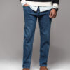 Ombre Men's CARROT FIT denim pants with decorative darts - dark blue