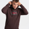 Ombre Men's Classic Printed Kangaroo Sweatshirt - Dark Brown