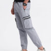 Ombre Men's JOGGER pants with stand-off and zippered cargo pockets - light grey