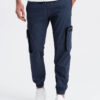 Ombre Men's JOGGER pants with zippered cargo pockets - navy blue