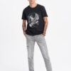Ombre Men's JOGGERS denim pants with rubbing - light grey