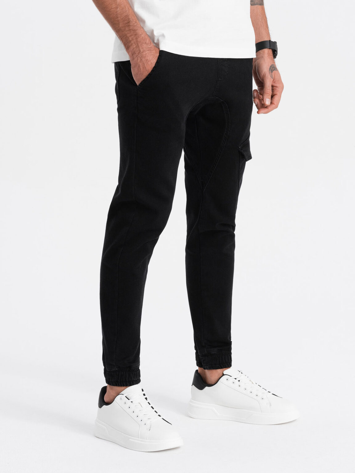 Ombre Men's JOGGERS pants with cargo pocket - black