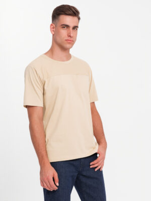 Ombre Men's LOOSE FIT T-shirt with pocket - beige Ombre Men's LOOSE FIT T-shirt with pocket - beige