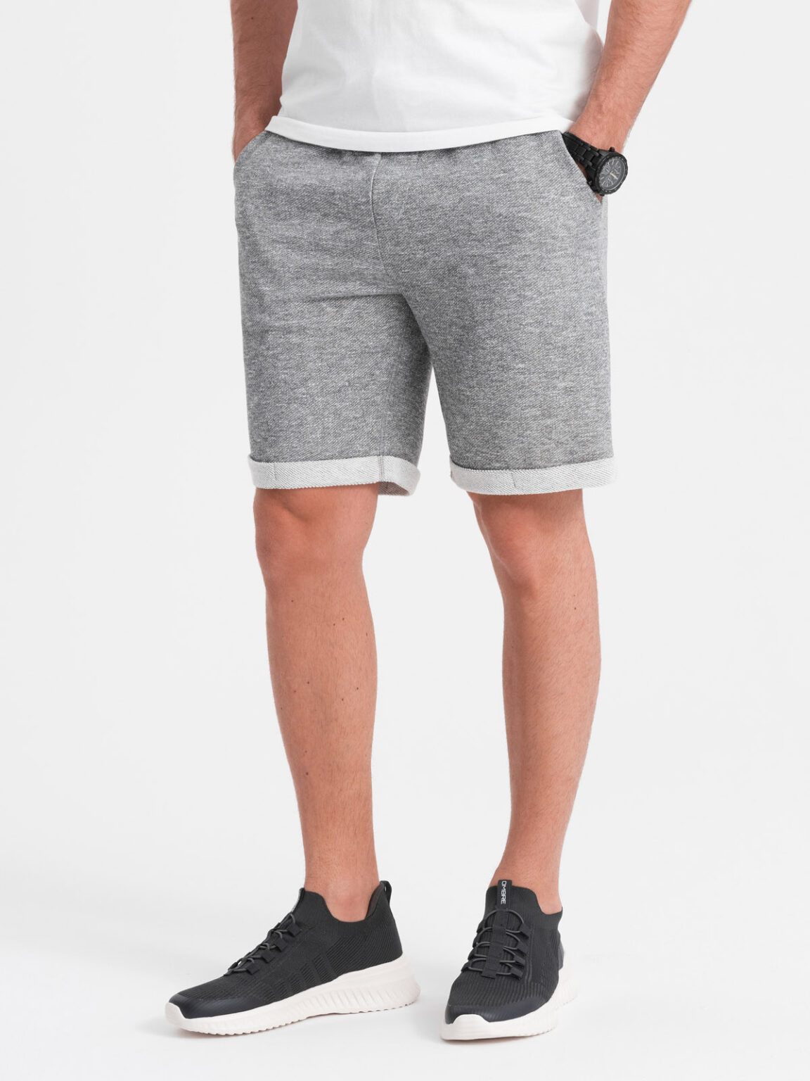 Ombre Men's LOOSE FIT melange fabric shorts - gray