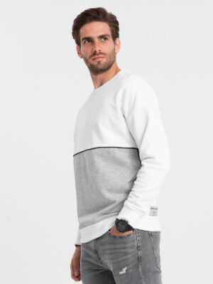 Ombre Men's OVERSIZE sweatshirt with contrasting color combination - white and gray Ombre Men's OVERSIZE sweatshirt with contrasting color combination - white and gray