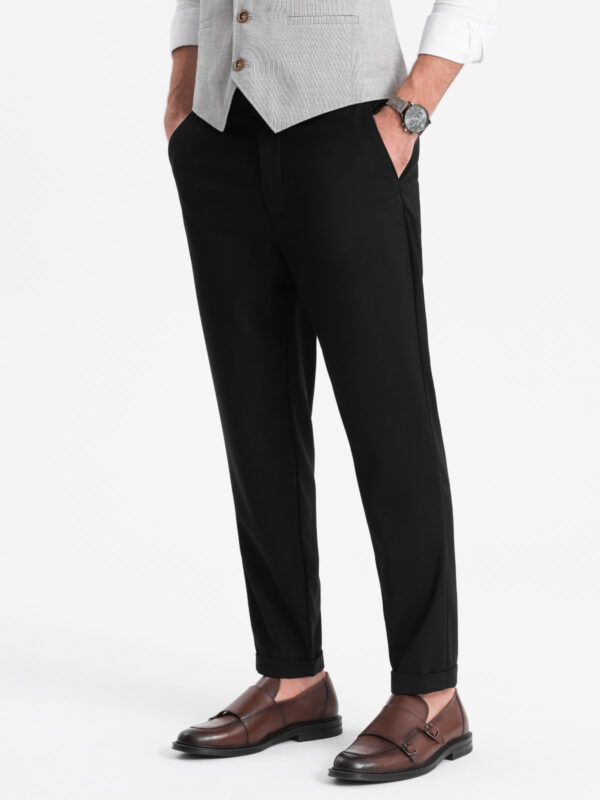 Ombre Men's REGULAR FIT chino pants with elastic waistband - black