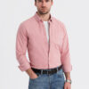 Ombre Men's REGULAR FIT cotton shirt with pocket - pink