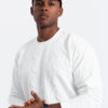 Ombre Men's RELAXED FIT sweatshirt with embossed letters - ecru