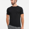 Ombre Men's SLIM FIT T-shirt with elastane and print - black