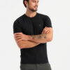 Ombre Men's SLIM FIT T-shirt with round neckline and logo - black
