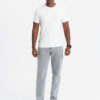 Ombre Men's SLIM FIT T-shirt with round neckline and logo - white