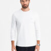 Ombre Men's SLIM FIT longsleeve with elastane and print - white