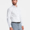 Ombre Men's SLIM FIT patterned cotton shirt - white