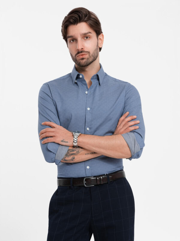 Ombre Men's SLIM FIT shirt in decorative fabric - blue