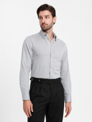 Ombre Men's SLIM FIT shirt in decorative fabric - gray