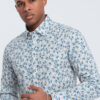 Ombre Men's SLIM FIT shirt in twig print - blue-gray