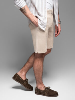 Ombre Men's SLIM FIT short shorts in melange structured knit - sand Ombre Men's SLIM FIT short shorts in melange structured knit - sand