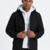 Ombre Men's SOFTSHELL jacket with fleece center - black