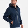 Ombre Men's SOFTSHELL jacket with fleece center - navy blue
