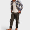 Ombre Men's STRAIGHT LEG cargo pants with striped pockets - graphite