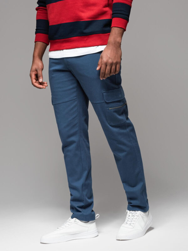 Ombre Men's STRAIGHT LEG cargo pants with zippered pockets - dark blue
