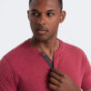 Ombre Men's T-shirt with round henley neckline - red
