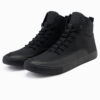 Ombre Men's ankle sneakers shoes with decorative tabs - black