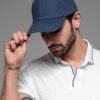 Ombre Men's baseball cap with decorative embroidery - navy blue