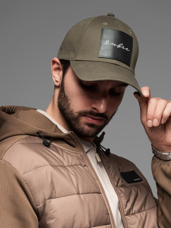 Ombre Men's baseball cap with visor and large patch - khaki