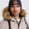 Ombre Men's beanie cap with round embossed patch - graphite
