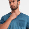 Ombre Men's brindle V-neck T-shirt with pocket - navy blue