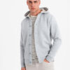Ombre Men's button-down hooded sweatshirt - grey melange
