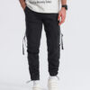Ombre Men's cargo pants STRAIGHT LEG with stripes on pockets - black