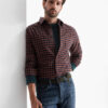 Ombre Men's checkered flannel shirt - navy blue and black