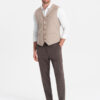 Ombre Men's chino pants with elastic waistband SLIM FIT - chocolate