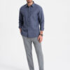 Ombre Men's chino pants with elastic waistband SLIM FIT - grey