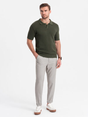 Ombre Men's chino pants with elastic waistband SLIM FIT - light grey
