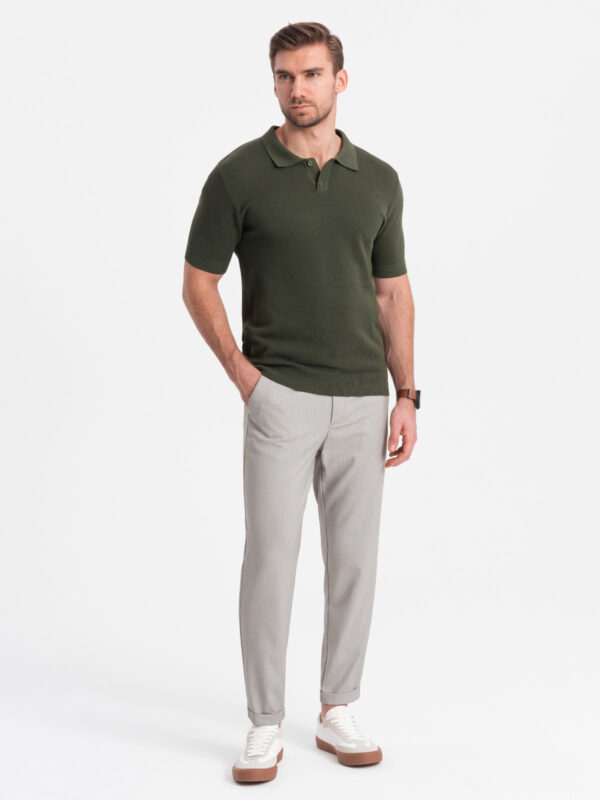 Ombre Men's chino pants with elastic waistband SLIM FIT - light grey