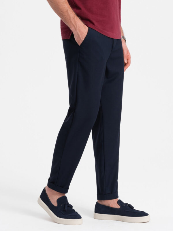 Ombre Men's chino pants with elastic waistband SLIM FIT - navy blue