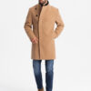 Ombre Men's coat with asymmetrical fastening and high collar - light brown