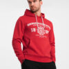 Ombre Men's college style printed kangaroo hoodie - red