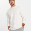 Ombre Men's cotton LOOSE FIT longsleeve with round neckline - cream