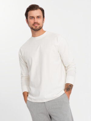 Ombre Men's cotton LOOSE FIT longsleeve with round neckline - cream